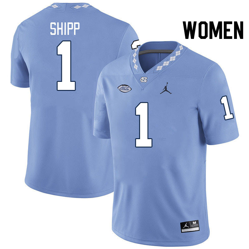 Women #1 Jordan Shipp North Carolina Tar Heels College Football Jerseys Stitched-Carolina Blue